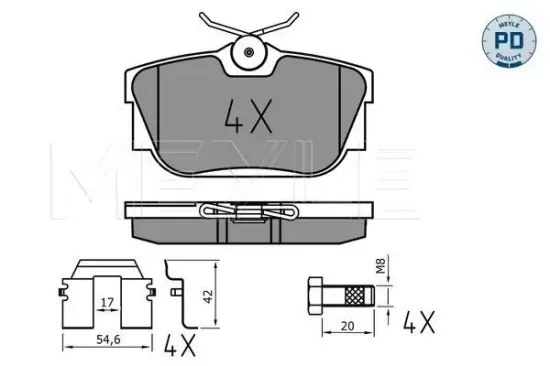 Bremsbelagsatz, Scheibenbremse Hinterachse MEYLE 025 232 2417/PD Bild Bremsbelagsatz, Scheibenbremse Hinterachse MEYLE 025 232 2417/PD