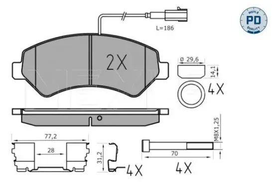 Bremsbelagsatz, Scheibenbremse MEYLE 025 244 6619-1/PD Bild Bremsbelagsatz, Scheibenbremse MEYLE 025 244 6619-1/PD