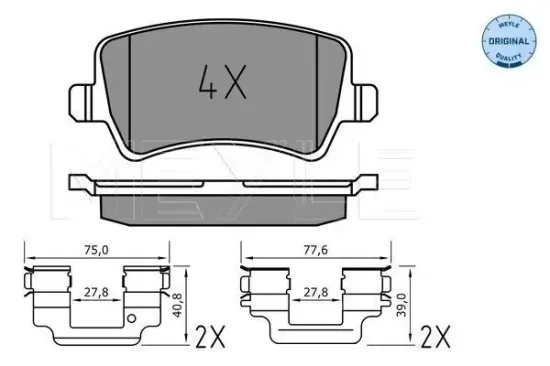 Bremsbelagsatz, Scheibenbremse Hinterachse MEYLE 025 244 9618 Bild Bremsbelagsatz, Scheibenbremse Hinterachse MEYLE 025 244 9618