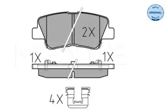 Bremsbelagsatz, Scheibenbremse Hinterachse MEYLE 025 253 3715/W Bild Bremsbelagsatz, Scheibenbremse Hinterachse MEYLE 025 253 3715/W