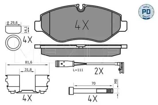 Bremsbelagsatz, Scheibenbremse Vorderachse MEYLE 025 291 9220/PD Bild Bremsbelagsatz, Scheibenbremse Vorderachse MEYLE 025 291 9220/PD