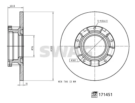 Bremsscheibe Hinterachse SWAG 33 10 0909 Bild Bremsscheibe Hinterachse SWAG 33 10 0909