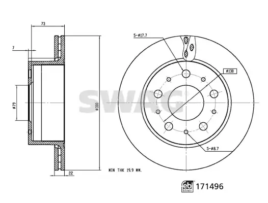 Bremsscheibe Hinterachse SWAG 33 10 0926 Bild Bremsscheibe Hinterachse SWAG 33 10 0926