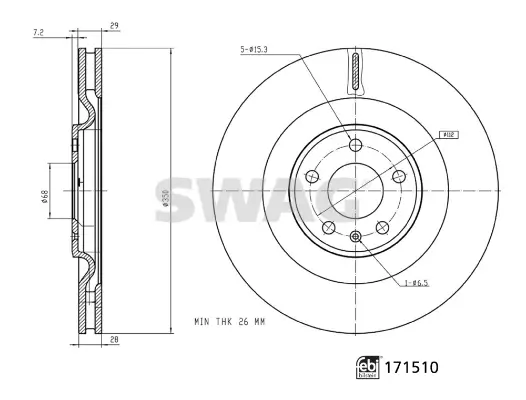 Bremsscheibe Hinterachse SWAG 33 10 0930 Bild Bremsscheibe Hinterachse SWAG 33 10 0930