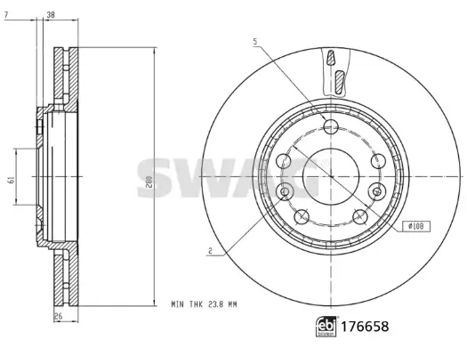 Bremsscheibe Vorderachse SWAG 33 10 3665 Bild Bremsscheibe Vorderachse SWAG 33 10 3665