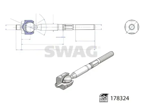 Axialgelenk, Spurstange Vorderachse links Vorderachse rechts SWAG 33 10 4469 Bild Axialgelenk, Spurstange Vorderachse links Vorderachse rechts SWAG 33 10 4469
