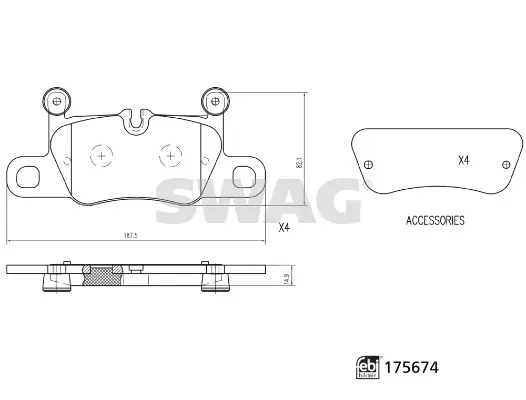 Bremsbelagsatz, Scheibenbremse Hinterachse SWAG 33 10 5236 Bild Bremsbelagsatz, Scheibenbremse Hinterachse SWAG 33 10 5236