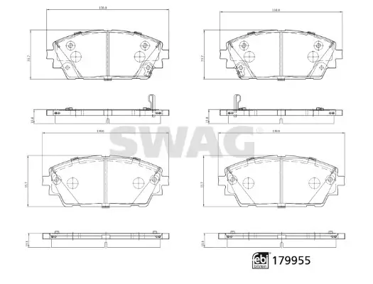 Bremsbelagsatz, Scheibenbremse SWAG 33 10 5574 Bild Bremsbelagsatz, Scheibenbremse SWAG 33 10 5574