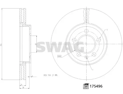 Bremsscheibe Vorderachse SWAG 33 10 6928 Bild Bremsscheibe Vorderachse SWAG 33 10 6928