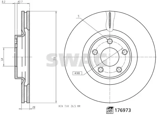 Bremsscheibe Vorderachse SWAG 33 10 7343 Bild Bremsscheibe Vorderachse SWAG 33 10 7343