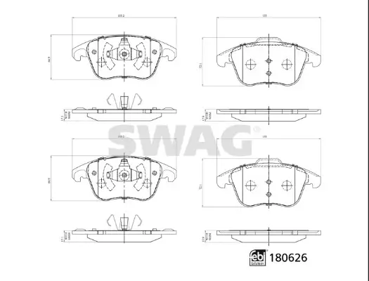 Bremsbelagsatz, Scheibenbremse Vorderachse SWAG 33 10 7796