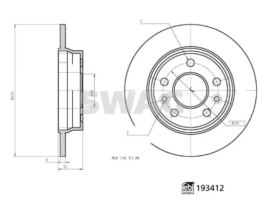 Bremsscheibe Hinterachse SWAG 33 11 1227