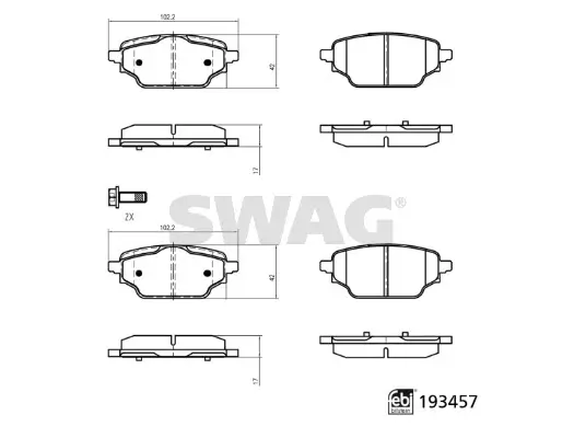 Bremsbelagsatz, Scheibenbremse Hinterachse SWAG 33 11 1250 Bild Bremsbelagsatz, Scheibenbremse Hinterachse SWAG 33 11 1250