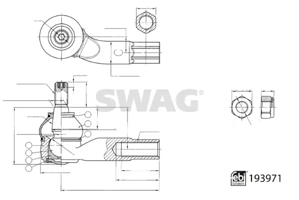 Spurstangenkopf Vorderachse rechts außen SWAG 33 11 1459