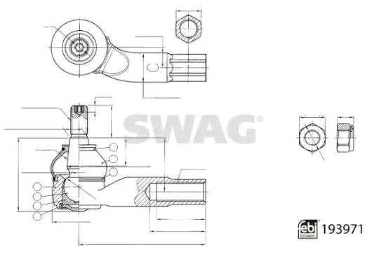 Spurstangenkopf Vorderachse rechts außen SWAG 33 11 1459 Bild Spurstangenkopf Vorderachse rechts außen SWAG 33 11 1459