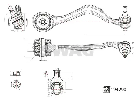 Lenker, Radaufhängung Vorderachse rechts vorne SWAG 33 11 1563