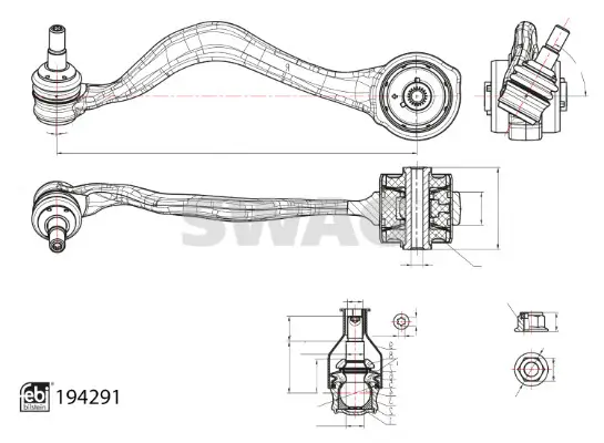 Lenker, Radaufhängung Vorderachse links vorne SWAG 33 11 1564 Bild Lenker, Radaufhängung Vorderachse links vorne SWAG 33 11 1564