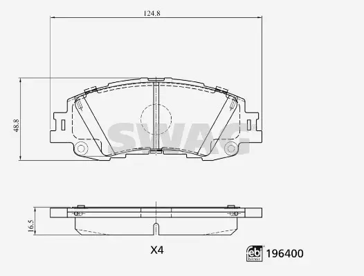 Bremsbelagsatz, Scheibenbremse Vorderachse SWAG 33 11 2154 Bild Bremsbelagsatz, Scheibenbremse Vorderachse SWAG 33 11 2154