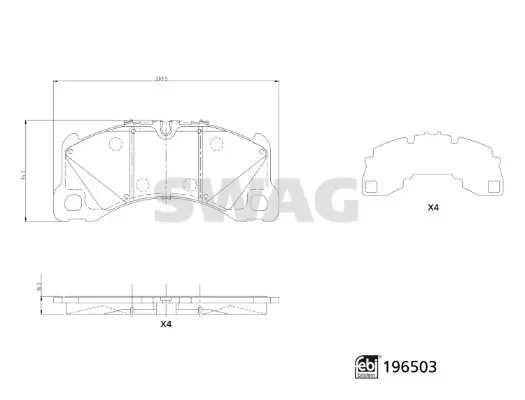 Bremsbelagsatz, Scheibenbremse Vorderachse SWAG 33 11 2195
