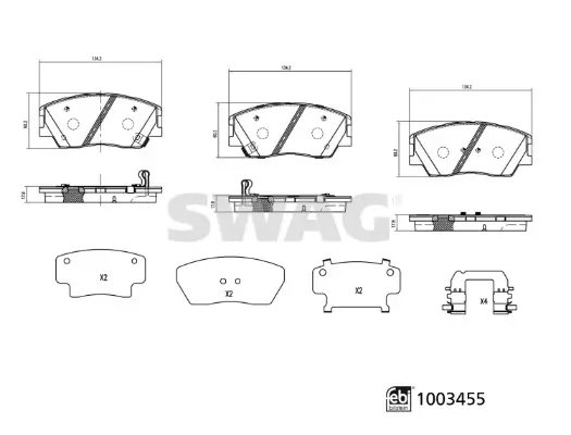 Bremsbelagsatz, Scheibenbremse Vorderachse SWAG 33 11 4407