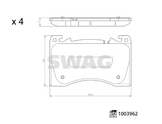Bremsbelagsatz, Scheibenbremse Vorderachse SWAG 33 11 4548 Bild Bremsbelagsatz, Scheibenbremse Vorderachse SWAG 33 11 4548