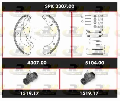 Bremsensatz, Trommelbremse Hinterachse ROADHOUSE SPK 3307.00 Bild Bremsensatz, Trommelbremse Hinterachse ROADHOUSE SPK 3307.00