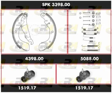 Bremsensatz, Trommelbremse Hinterachse ROADHOUSE SPK 3398.00 Bild Bremsensatz, Trommelbremse Hinterachse ROADHOUSE SPK 3398.00