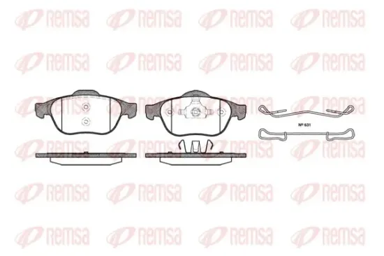 Bremsbelagsatz, Scheibenbremse Vorderachse REMSA 0843.00 Bild Bremsbelagsatz, Scheibenbremse Vorderachse REMSA 0843.00