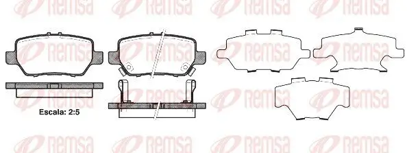 Bremsbelagsatz, Scheibenbremse Hinterachse REMSA 1168.02