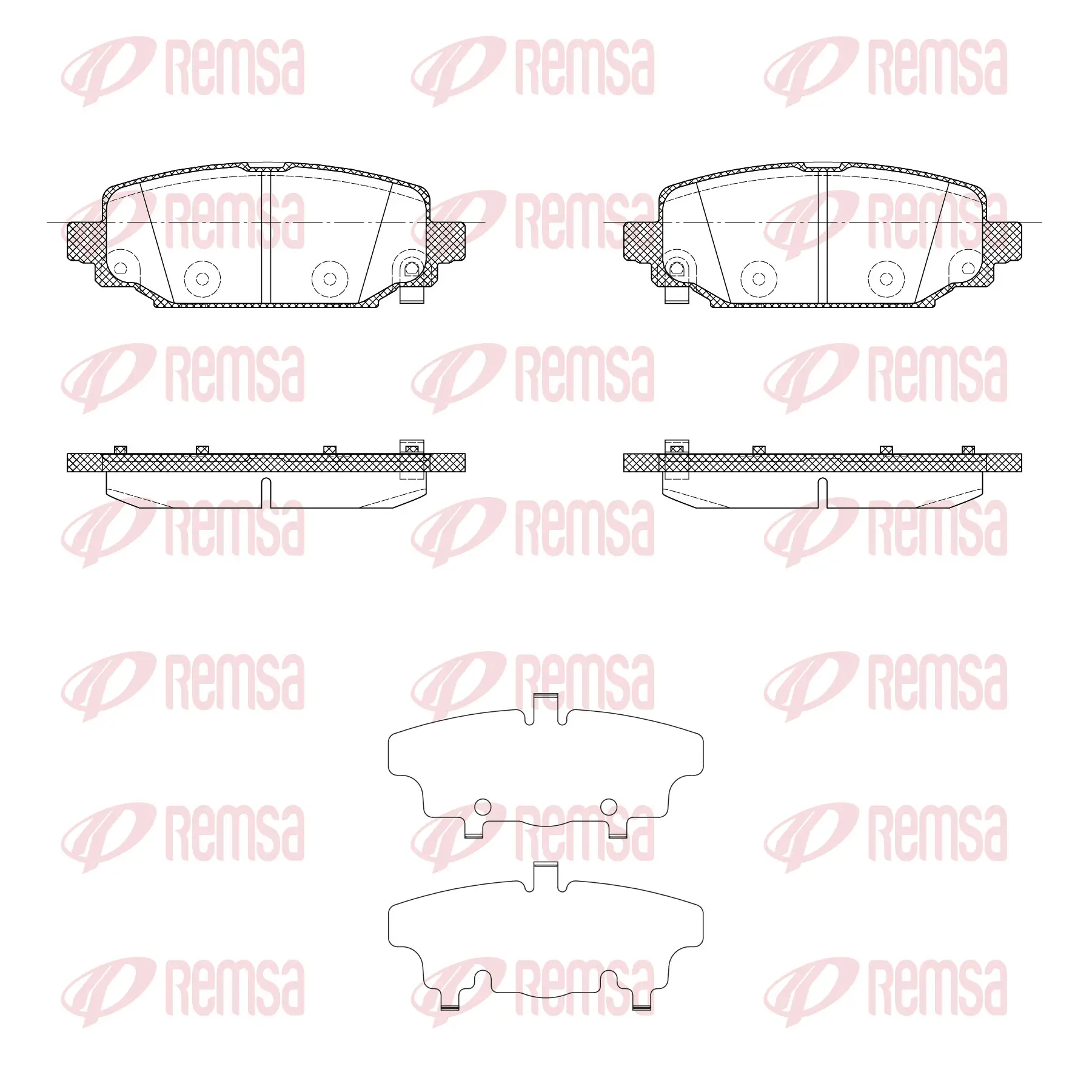 Bremsbelagsatz, Scheibenbremse Hinterachse REMSA 1909.04