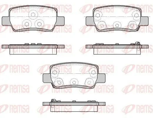 Bremsbelagsatz, Scheibenbremse Hinterachse REMSA 1968.02