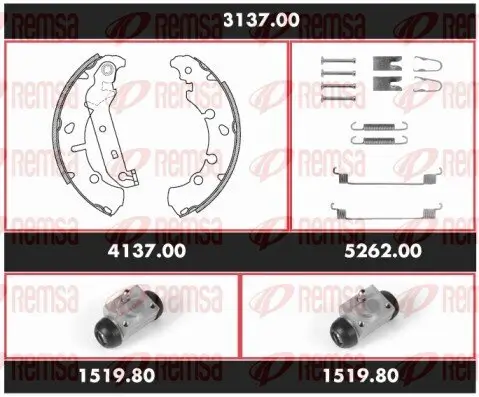 Bremsensatz, Trommelbremse Hinterachse REMSA 3137.00 Bild Bremsensatz, Trommelbremse Hinterachse REMSA 3137.00