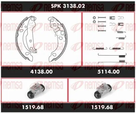 Bremsensatz, Trommelbremse REMSA SPK 3138.02 Bild Bremsensatz, Trommelbremse REMSA SPK 3138.02