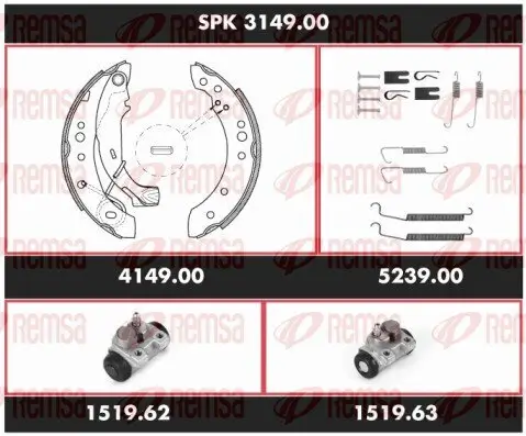 Bremsensatz, Trommelbremse REMSA SPK 3149.00 Bild Bremsensatz, Trommelbremse REMSA SPK 3149.00