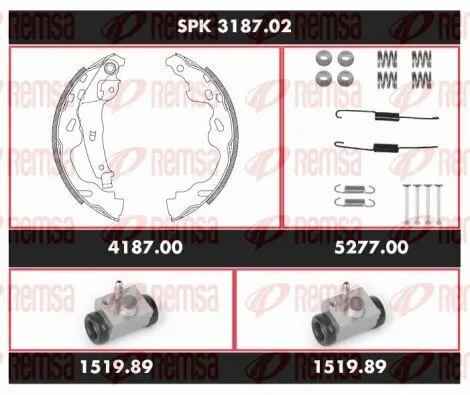 Bremsensatz, Trommelbremse REMSA SPK 3187.02 Bild Bremsensatz, Trommelbremse REMSA SPK 3187.02