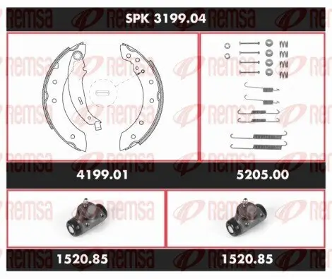 Bremsensatz, Trommelbremse REMSA SPK 3199.04 Bild Bremsensatz, Trommelbremse REMSA SPK 3199.04