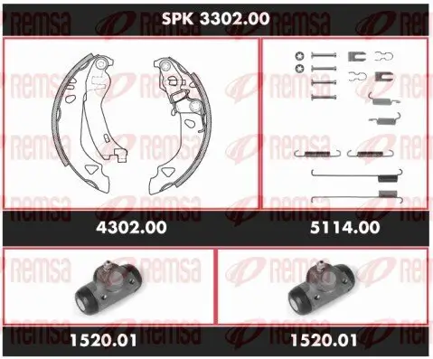 Bremsensatz, Trommelbremse REMSA SPK 3302.00 Bild Bremsensatz, Trommelbremse REMSA SPK 3302.00