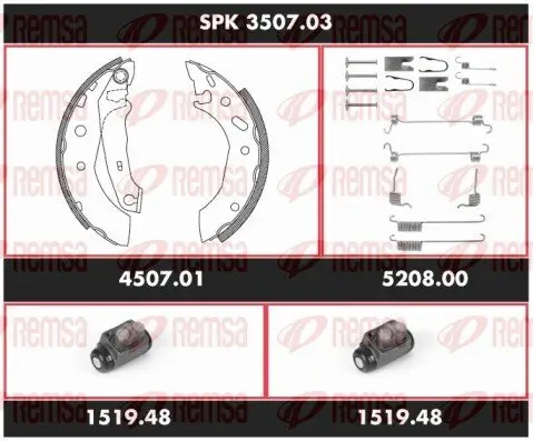 Bremsensatz, Trommelbremse REMSA SPK 3507.03 Bild Bremsensatz, Trommelbremse REMSA SPK 3507.03