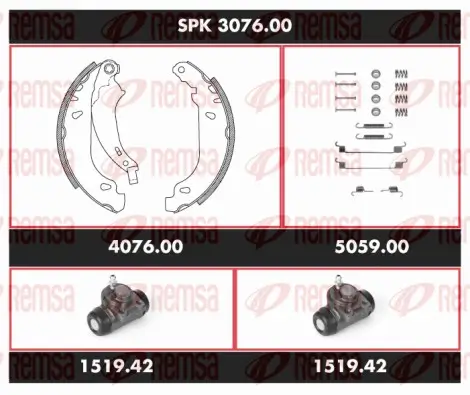 Bremsensatz, Trommelbremse Hinterachse REMSA SPK 3076.00 Bild Bremsensatz, Trommelbremse Hinterachse REMSA SPK 3076.00