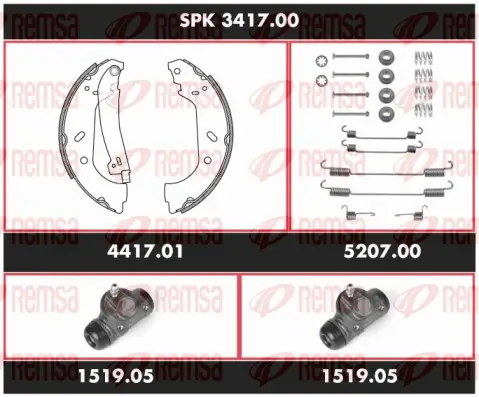 Bremsensatz, Trommelbremse Hinterachse REMSA SPK 3417.00 Bild Bremsensatz, Trommelbremse Hinterachse REMSA SPK 3417.00
