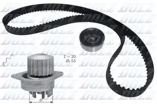 Wasserpumpe + Zahnriemensatz DOLZ KD120 Bild Wasserpumpe + Zahnriemensatz DOLZ KD120