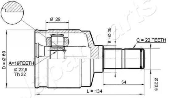 Gelenksatz, Antriebswelle getriebeseitig JAPANPARTS GI-W21 Bild Gelenksatz, Antriebswelle getriebeseitig JAPANPARTS GI-W21