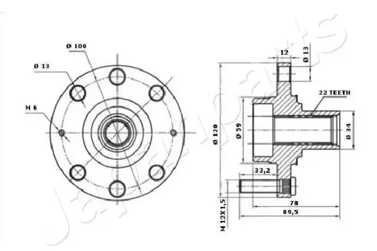 Radnabe Vorderachse JAPANPARTS KK-10018 Bild Radnabe Vorderachse JAPANPARTS KK-10018