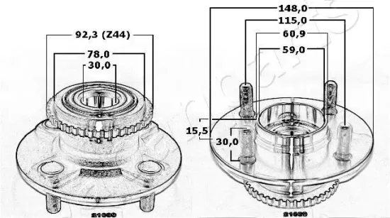 Radnabe Hinterachse JAPANPARTS KK-21039 Bild Radnabe Hinterachse JAPANPARTS KK-21039