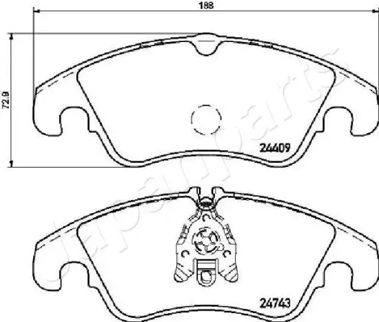 Bremsbelagsatz, Scheibenbremse Vorderachse JAPANPARTS PA-0309AF Bild Bremsbelagsatz, Scheibenbremse Vorderachse JAPANPARTS PA-0309AF