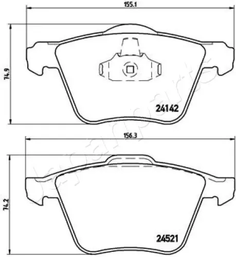 Bremsbelagsatz, Scheibenbremse Vorderachse JAPANPARTS PA-0349AF Bild Bremsbelagsatz, Scheibenbremse Vorderachse JAPANPARTS PA-0349AF