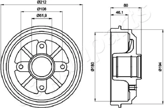 Bremstrommel JAPANPARTS TA-0608 Bild Bremstrommel JAPANPARTS TA-0608