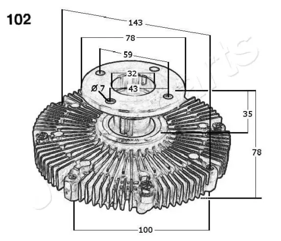 Kupplung, Kühlerlüfter JAPANPARTS VC-102 Bild Kupplung, Kühlerlüfter JAPANPARTS VC-102
