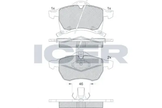 Bremsbelagsatz, Scheibenbremse Vorderachse ICER 181248 Bild Bremsbelagsatz, Scheibenbremse Vorderachse ICER 181248