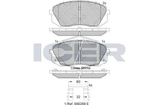 Bremsbelagsatz, Scheibenbremse ICER 181826-201 Bild Bremsbelagsatz, Scheibenbremse ICER 181826-201